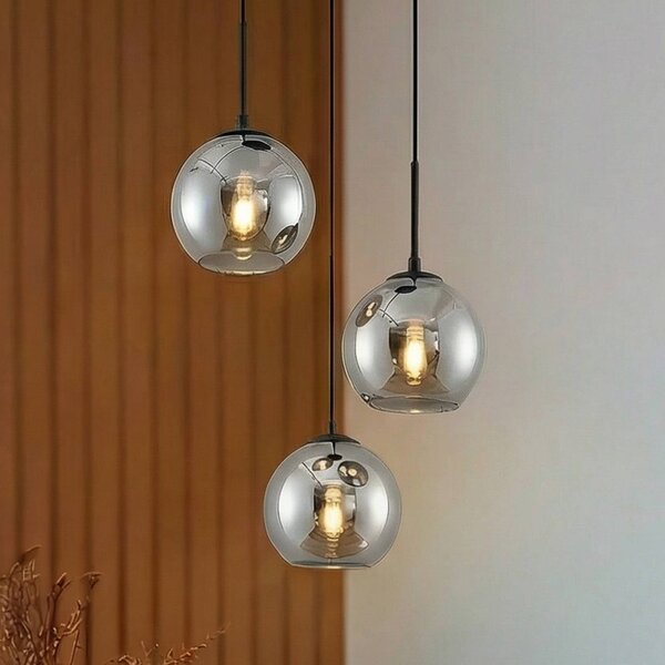 Lampada a sospensione Jurian Lindby, dimmerabile, Alluminio / Grigio / Zincato, Soggiorno / Sala da pranzo, Vetro, Moderno, Lampada a sospensione