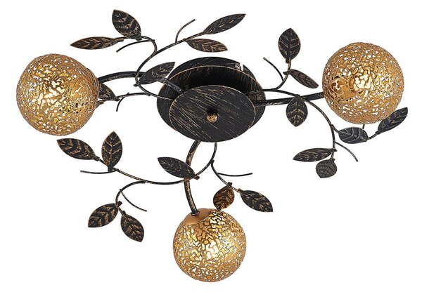 Lucande Evory, Ø 53 cm, 3 ganci, nero/oro, G9