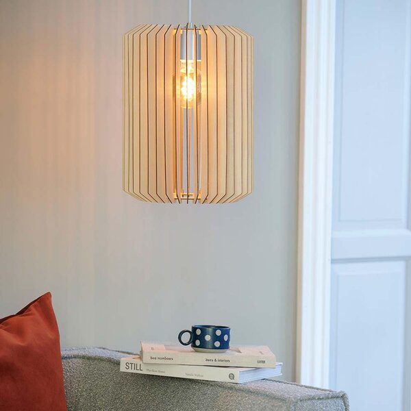NORDLUX Asti lampadario in legno a lamelle, Variante: Ø 300 x 400 mm, 40 W, marrone