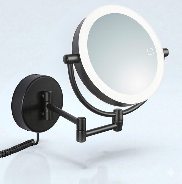 Libaro LED vanity mirror Modena specchio d'ingrandimento (5x / 10x) specchio per il trucco a 360° con dimmer a parete nero