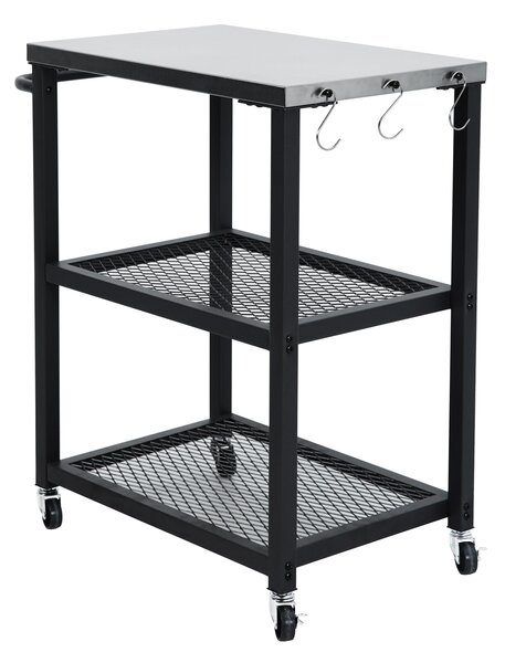 TAINO NETIS Carrello per barbecue Supporto per barbecue con rotelle Nero