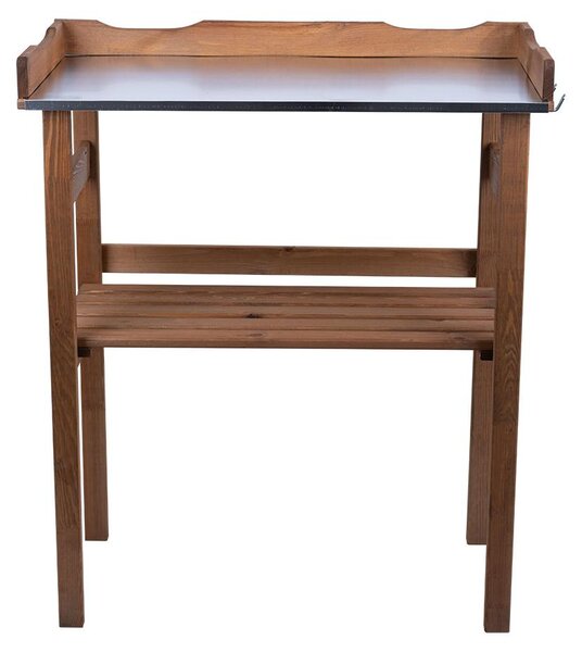 Tavolo da lavoro per piante, in legno, con piano in metallo, dotato di ganci, lunghezza 78 cm