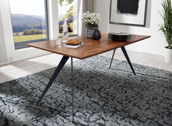 Tavolo da pranzo 200x100 cm "Nagpur" Acacia e ferro nero