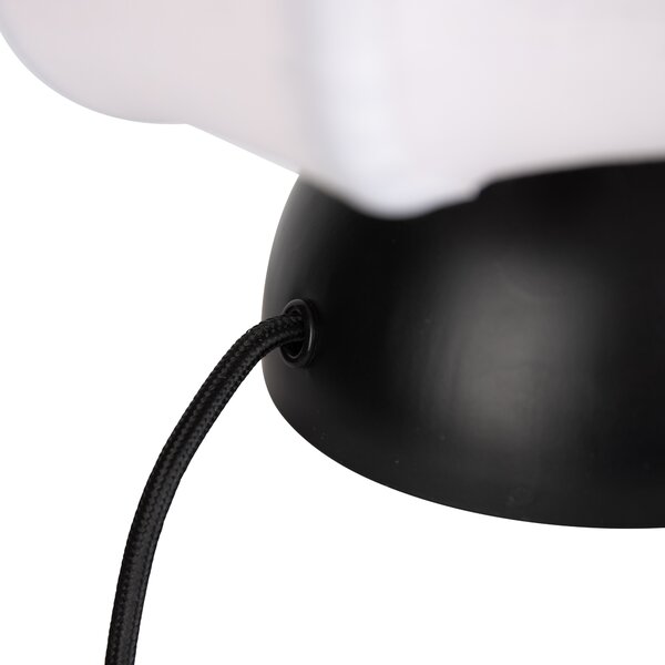 Lampada da tavolo Japandi nera con paralume bianco - Nori