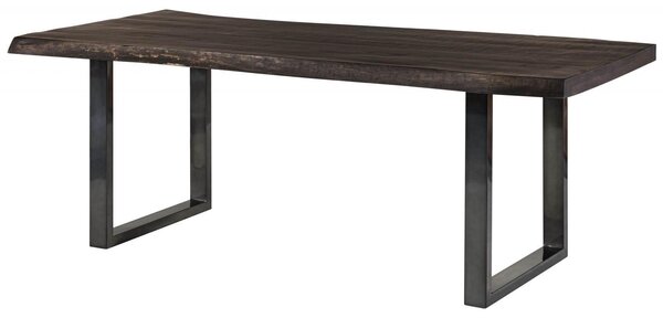 MASSIVMOEBEL24 | FREEFORM 5 tavolo da pranzo in legno di mango - verniciato grigio / gambe in ferro U antracite lucito 200x100