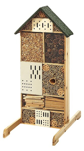 Albergo per insetti Casetta per insetti HONEY in legno di abete - con riempimento in vari materiali - decorazione da giardino cassetta nido api naturali uccelli