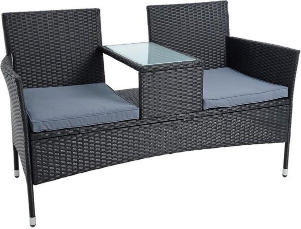 Panca da giardino in polyrattan Panca in rattan Mobili da giardino a 2 posti Mobili da balcone