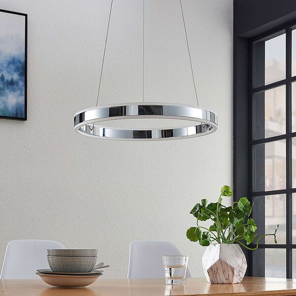 Lucande LED a sospensione Lyani, Ø 50 cm, cromo, dimmerabile