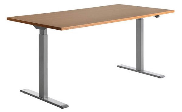 Topstar E-Table scrivania regolabile in altezza faggio rettangolare con gambe a T grigio 160,0 x 80,0 cm