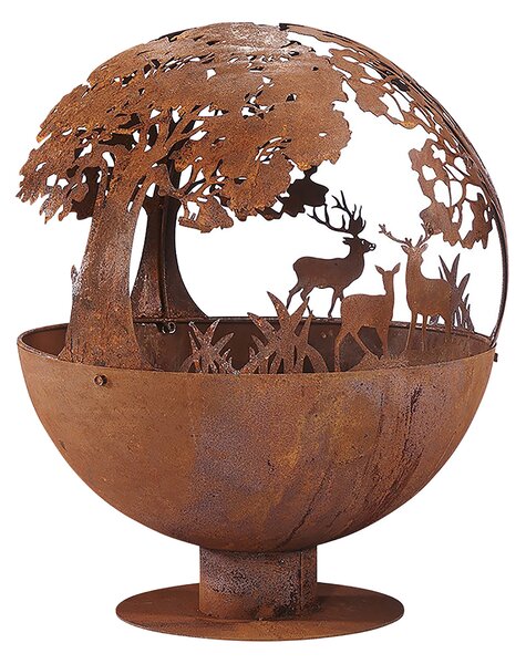 Braciere Kobolo FOREST 50x50x60 cm - Decorazione da giardino, braciere a forma di sfera, parascintille, braciere in metallo, bracieri da esterno, braciere a forma di botte, bracieri decorativi