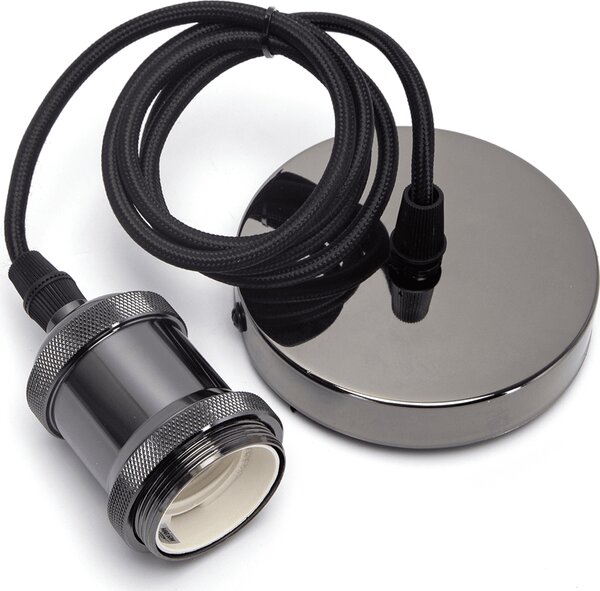 Lampada a sospensione con portalampada E27, stile vintage, nostalgico e retrò, nero perlato