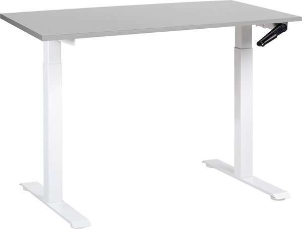 BELIANI Scrivania regolabile in altezza piano grigio con struttura in acciaio 120 x 72 cm regolazione manuale in altezza ufficio moderno
