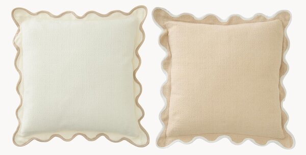 Set di 2 cuscini in cotone con bordi smerlati Whitney