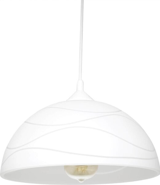 ADANIA Elegante lampada a sospensione vintage in vetro bianco paralume Ø30cm lampada a sospensione rotonda cucina