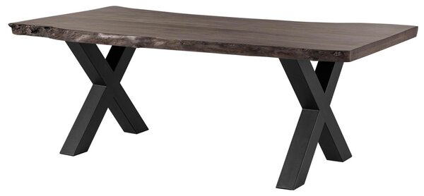 MASSIVMOEBEL24 | Tavolo da pranzo in legno acacia - laccato grigio / ferro X - antracite mat 220x100x77 FREEFORM 5