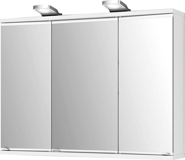 Specchio LED Lena, 80 x 64 cm, legno, bianco