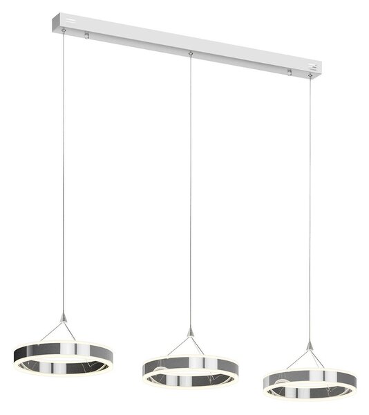 Lucande LED-Pendellampe Lyani, 115cm, 3-flg., chrom, dimmbar