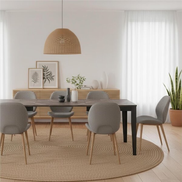 Tavolo Allungabile, Top in melaminico marmo antracite BIG Dimensioni 80x130 Max 290 x h 76 cm, peso kg 68 Fino a 12 persone Top marmo antracite