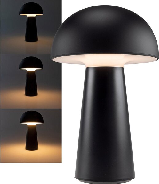 Lampada da tavolo a LED, batteria ricaricabile, dimmerabile, interruttore a sfioramento, nero