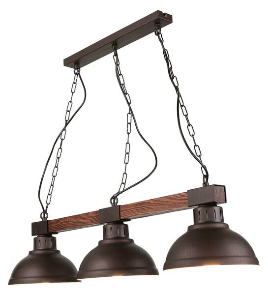 Lampada a sospensione vintage "Hakon" legno marrone metallo legno 3 luci lampada a sospensione soggiorno tavolo da pranzo