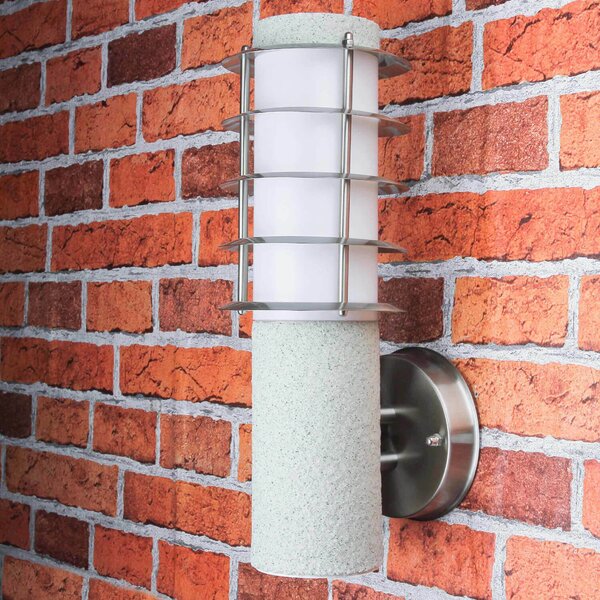 Applique moderna da esterno in acciaio inox in look pietra d'argento Ø8cm E27 IP44 lampada da esterno balcone BRIGHTON