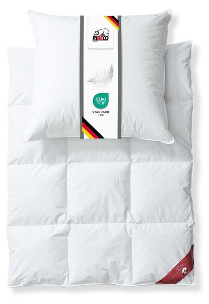 RIBECO GERMANY Piumino Johanna 135x200 cm e cuscino 80x80 cm in set da 2 – Piumino e cuscino in piume e piumino, leggero