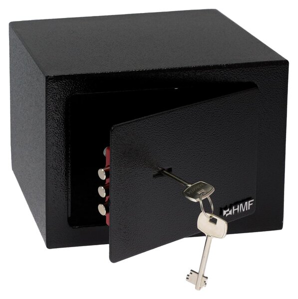 Cassaforte piccola con chiave, cassaforte da incasso, HMF 49216, 23x17x17 cm, nero