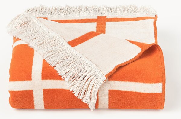 Coperta a quadri reversibile con frange Edison