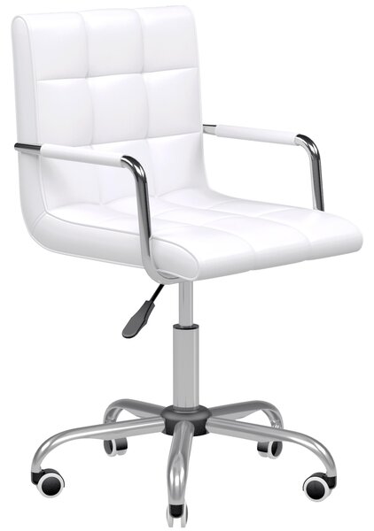 Sedia da ufficio HOMCOM, girevole, sgabello per estetista, sgabello con ruote, sgabello da lavoro, colore bianco