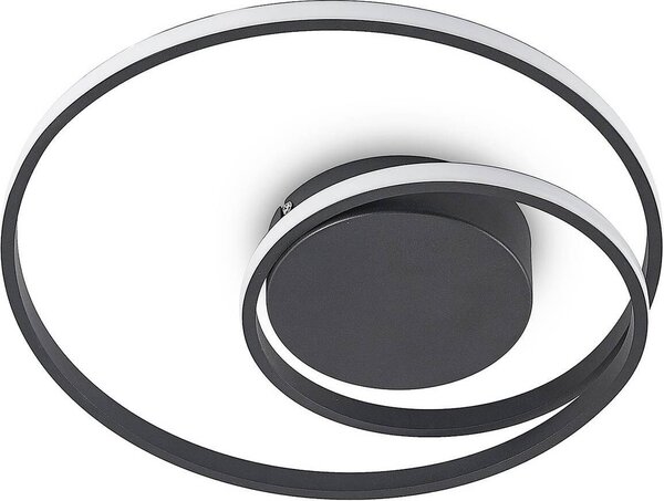 Lindby LED plafoniera Youna, nero, alluminio, 39 cm, dimmerabile