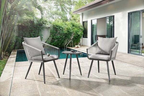 Set da balcone Destiny ROM 2x poltrone + 1 tavolo Ø45x56cm, incl. cuscini