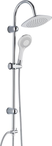 Set doccia SCHÜTTE TENERIFFA, doccia a pioggia senza rubinetto, sistema doccia con soffione e doccetta con 5 funzioni, cromo/bianco