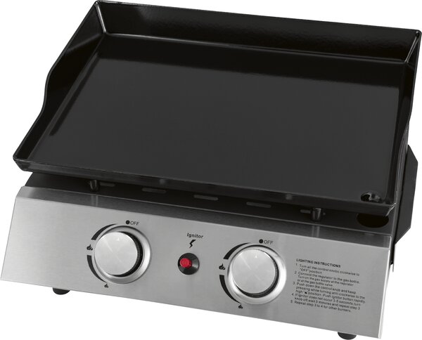 Griglia da tavolo Justus BBQ-Plancha a gas "Grilleau 2" argento, 2 bruciatori