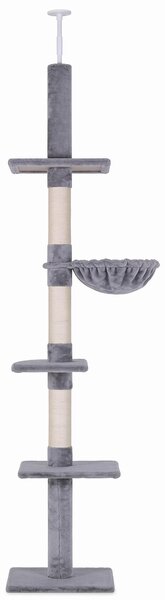 PawHut Tiragraffi a tutta altezza regolabile in altezza con colonne in sisal, tiragraffi per gatti, grigio