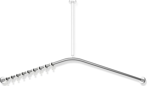 Binario per tende HEWI System 900, acciaio inox, con 18 anelli per tende in POM bianco