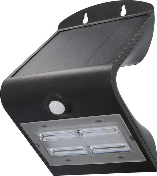 Lampada da parete solare a LED UNITEC con sensore di movimento a 120° | 3,2 Watt | 400 lumen | 4000 K | Lampada solare da esterno | Protezione dagli spruzzi d'acqua IP65 | Nero | Classe energetica A++