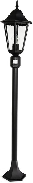 Lampada da esterno in stile rustico con sensore di movimento, nera, 120 cm, resistente alle intemperie, attacco E27, lampada da giardino, lampada da vialetto