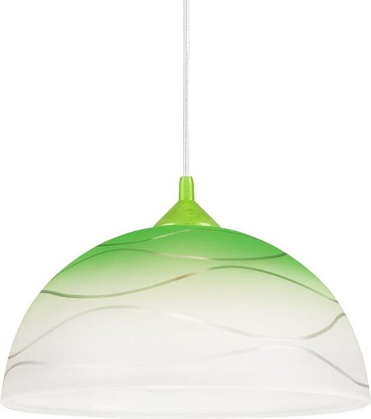 ADANIA lampada a sospensione in vetro vintage bianco verde Ø30cm rotonda E27 basso abbagliante lampada a sospensione cucina
