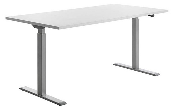 Topstar E-Table scrivania regolabile in altezza bianco rettangolare con gambe a T grigio 160,0 x 80,0 cm