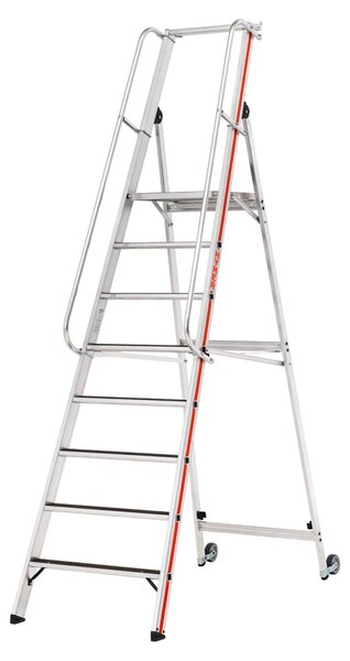 Scala a piattaforma Hymer R13 con rotelle basculanti e corrimano lungo, 8 gradini