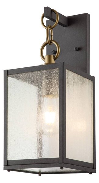 Elstead Lahden, applique da esterno E27, 44 cm, zinco invecchiato, trasparente con bolle d'aria, IP44