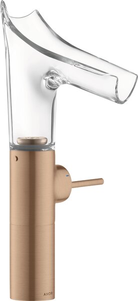 Hansgrohe AXOR Starck V Mitigeur monocommande de lavabo 220 avec bec verseur en verre pour lavabos avec garniture de vidage, 12114310, 12114310