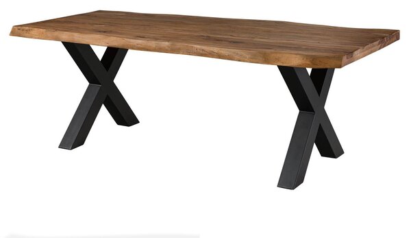 MASSIVMOEBEL24 | FREEFORM 5 tavolo da pranzo in legno di sheesham - verniciato natur / gambe in ferro X antracite matt 260x100