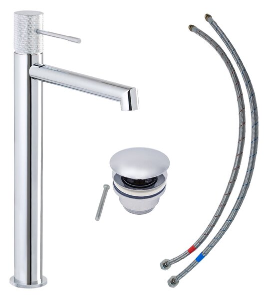Rubinetto per lavabo SCHÖNER WOHNEN collezione KADIA L, cromo, rubinetto adatto ai lavabi da appoggio del bagno