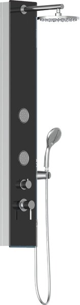 Pannello doccia SCHÜTTE GLASS antracite, colonna doccia 2 in 1 con grande doccia a pioggia e doccetta, set doccia con rubinetto