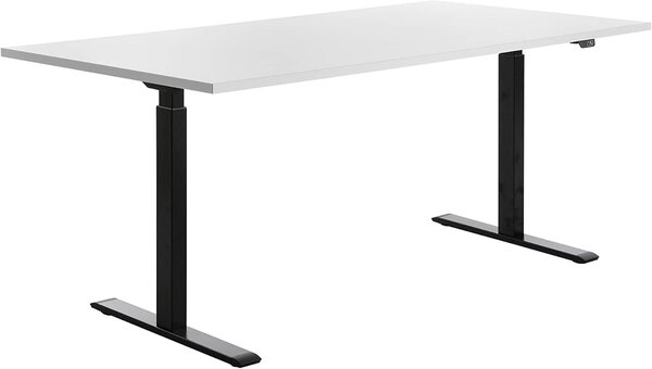 Topstar E-Table scrivania regolabile in altezza bianca rettangolare con gambe a T nere 180,0 x 80,0 cm