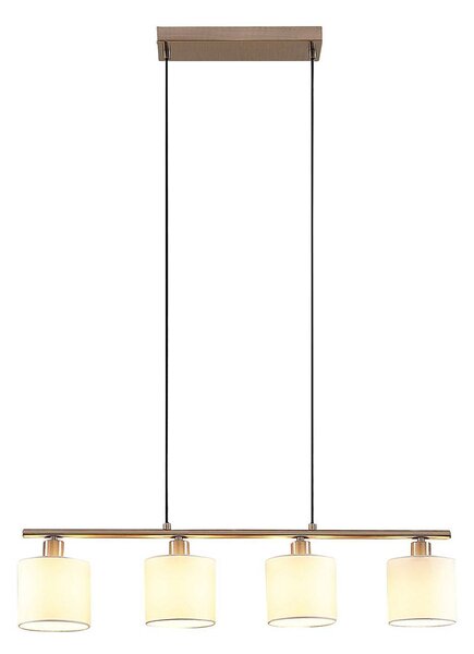 Lindby lampada a sospensione Stannis, 75 cm, bianco, 4 luci, tessuto