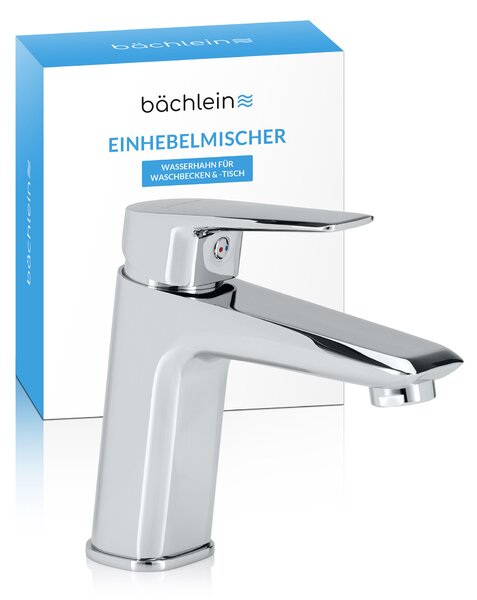 Rubinetto da bagno Bächlein dal look classico, miscelatore monocomando con cartuccia in Vetroceramica di lunga durata, 2 tubi di collegamento e chiave di montaggio, miscelatore da bagno cromato