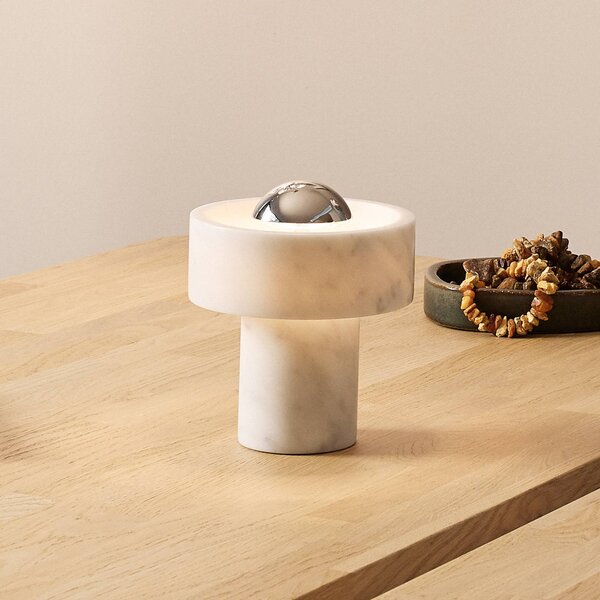 Tom Dixon Lampada da tavolo di design Stone, dimmerabile, Bianco / Opale, Soggiorno / Sala da pranzo, Pietra, Design, Lampada da tavolo