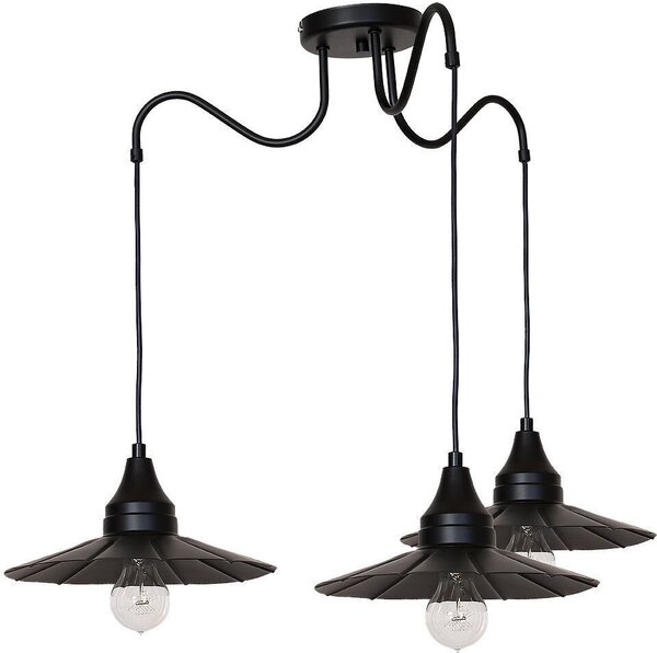 Lampada a sospensione vintage BOYD in metallo nero a 3 luci E27 D: fino a 0,7 m Lampada a sospensione per sala da pranzo tavolo da pranzo